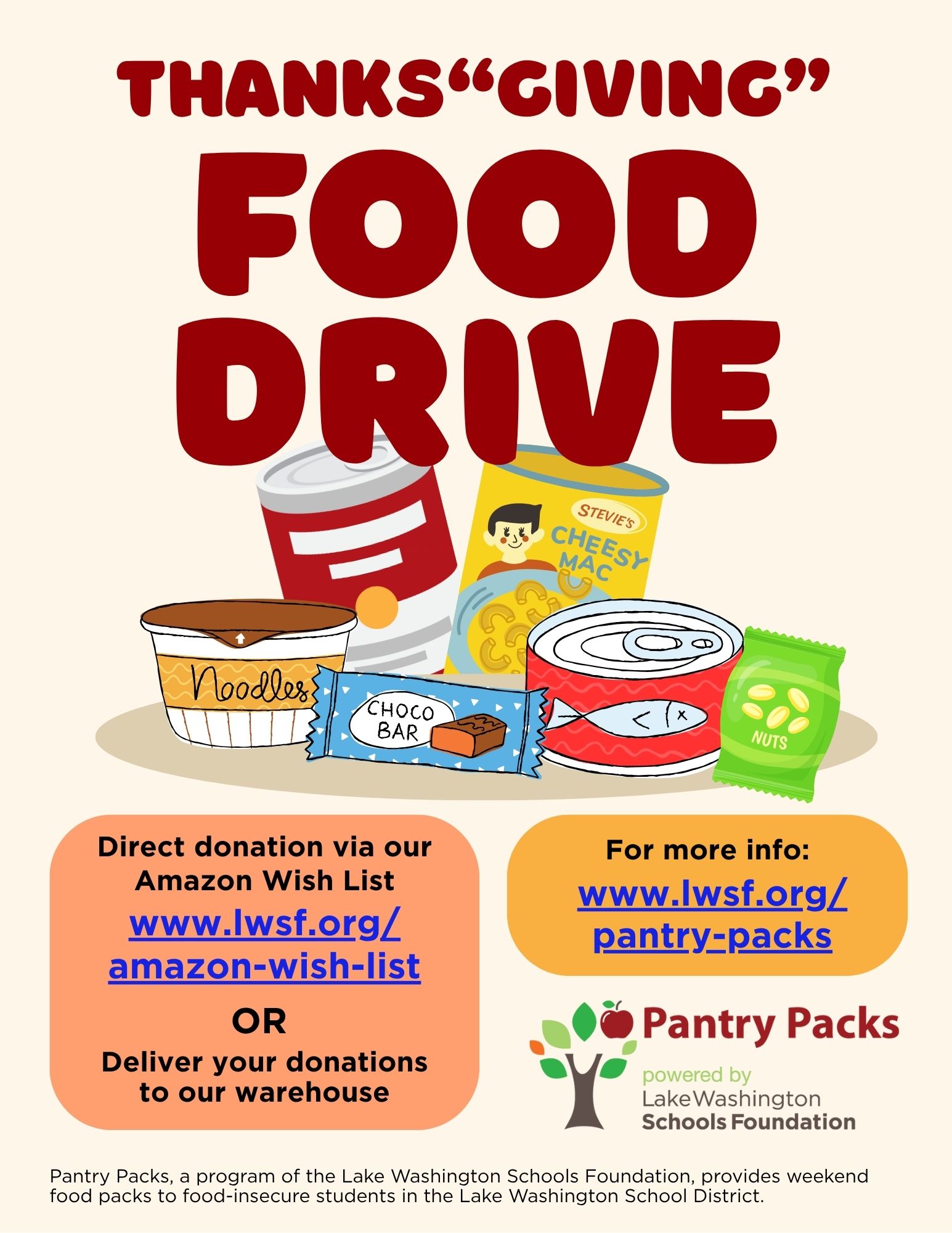 Pantry Packs Food Drive Flyer