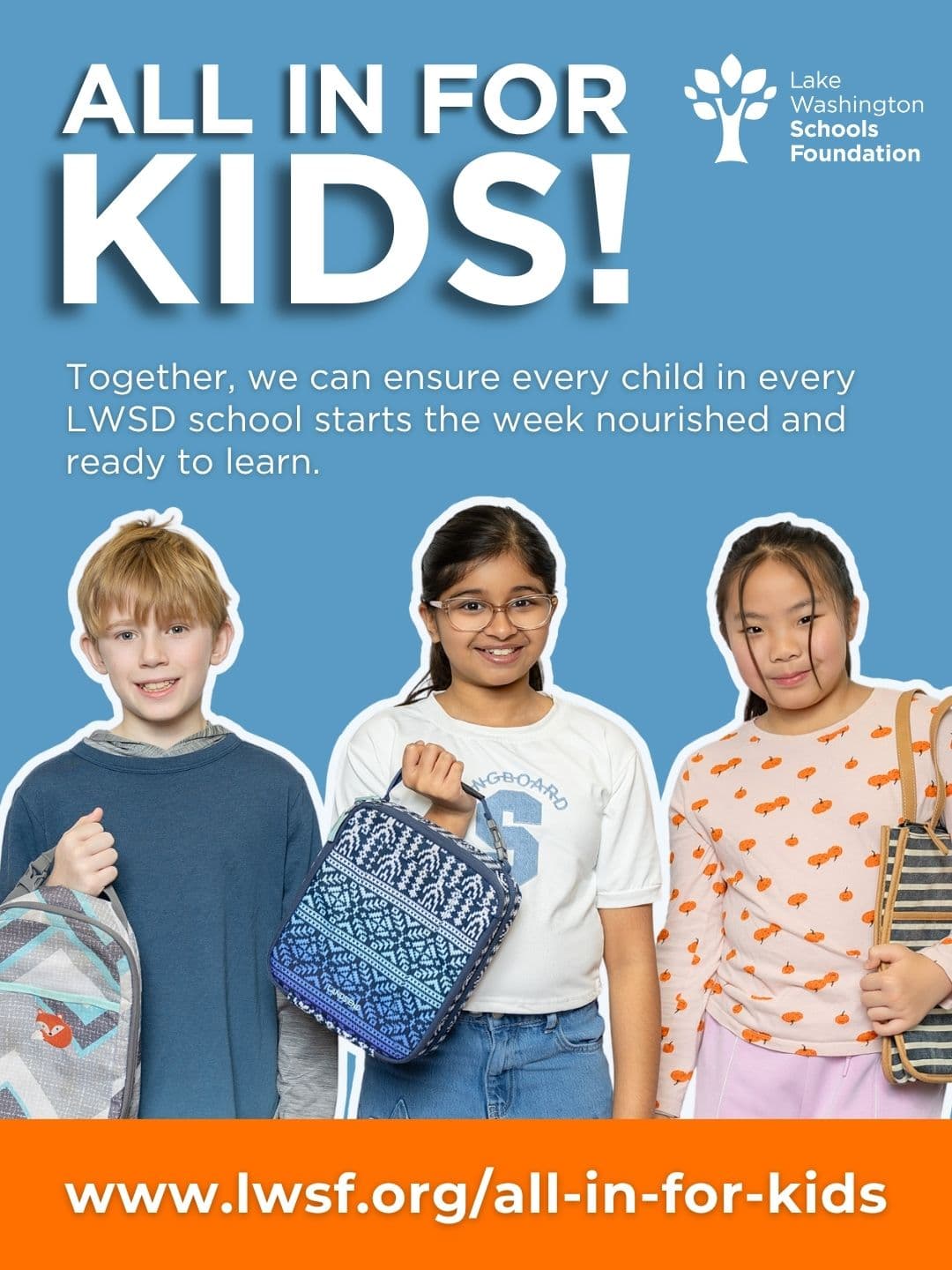 Kids holding lunch boxes
